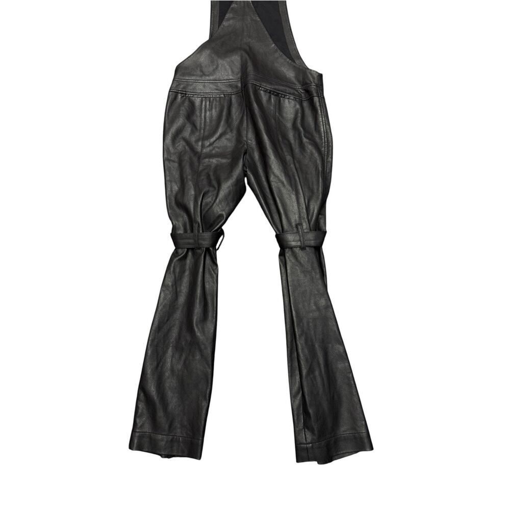 BCBGMAXAZRIA Runway Faux Leather Jumpsuit Black Moto Flare Medium - Picture 5 of 10
